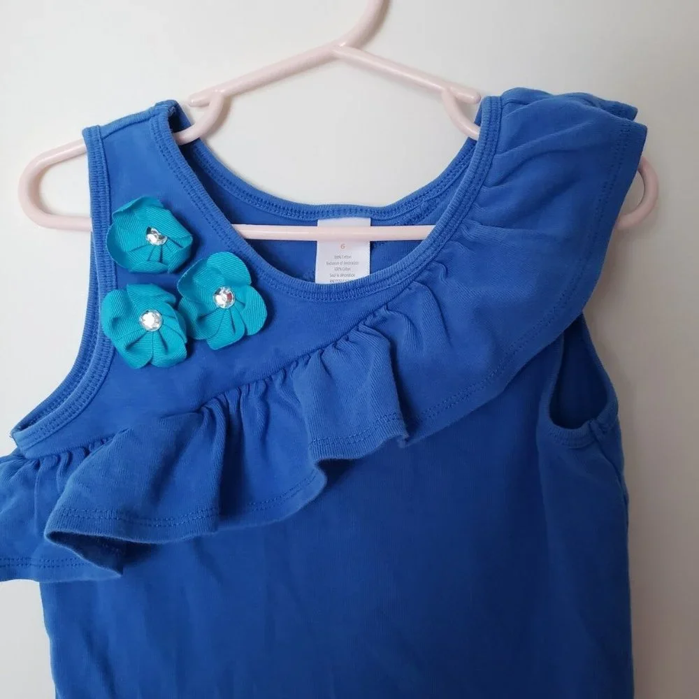 Gymboree Girls 6 Years Ruffle Tank Top‎ Bright Bloo